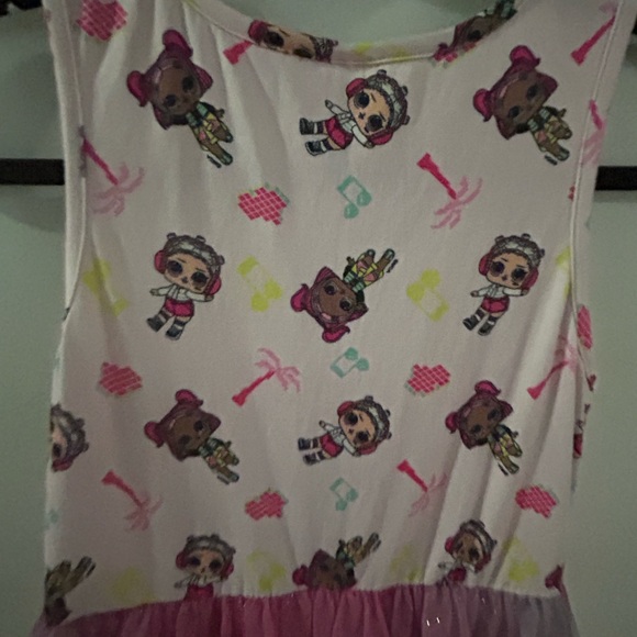 Girls' Unicorn Print Dress with Tulle Skirt - Picture 5 of 8